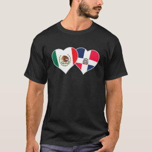 T-shirt Demi Dominicaine Demi Mexicain Drapeau Coeur Domin
