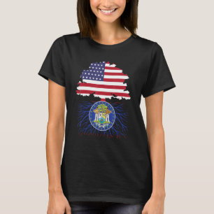 T-shirt Demi-drapeau américain du Belize Fierté Racines bé