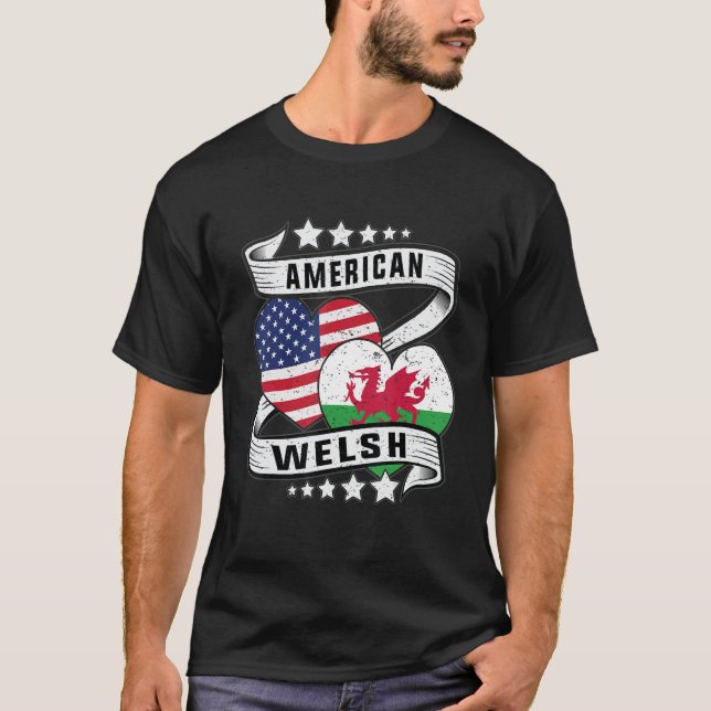 T-shirt Demi-gallois demi-chemise américaine Pays de Galle (Devant)