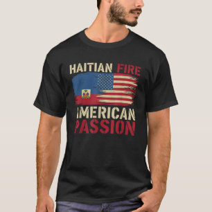 T-shirt Demi-haïtien Demi-Américain USA Drapeau Haïti Amér