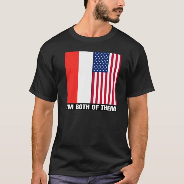 T-shirt Demi-Indonésien Demi-Américain Indonésie Patrimoin (Devant)