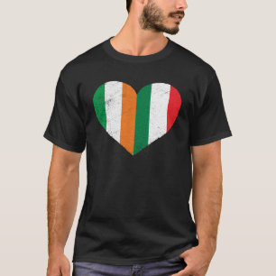 T-shirt Demi-irlandais moitié Italien Coeur Irlande Italie