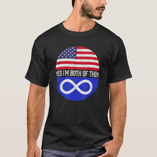 T-shirt Demi-métis américains Drapeau américain Patrimoine (Devant)