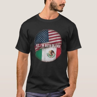 T-shirt Demi-Mexicain Demi-Américain États-Unis Drapeau Me