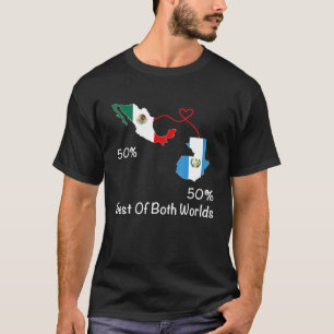 T-shirt Demi-Mexicaine Demi-Guatemala Carte du drapeau Mex
