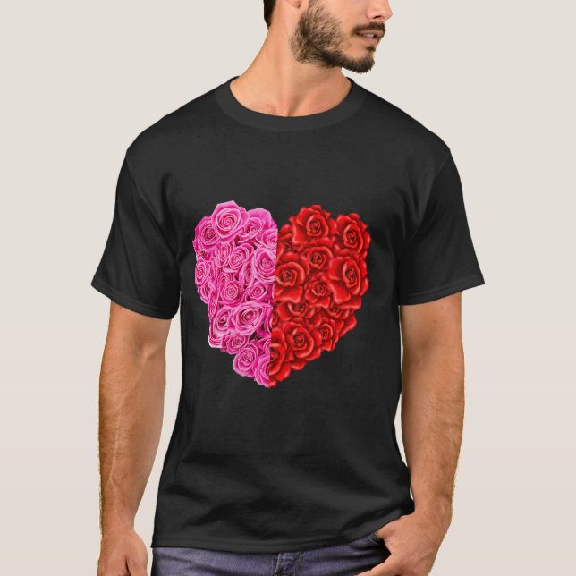 T-shirt Demi rouge demi rose (Devant)