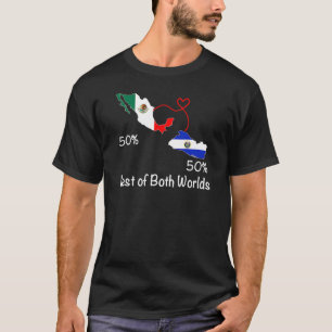 T-shirt Demi-Salvadorien demi-drapeau mexicain Carte Salva