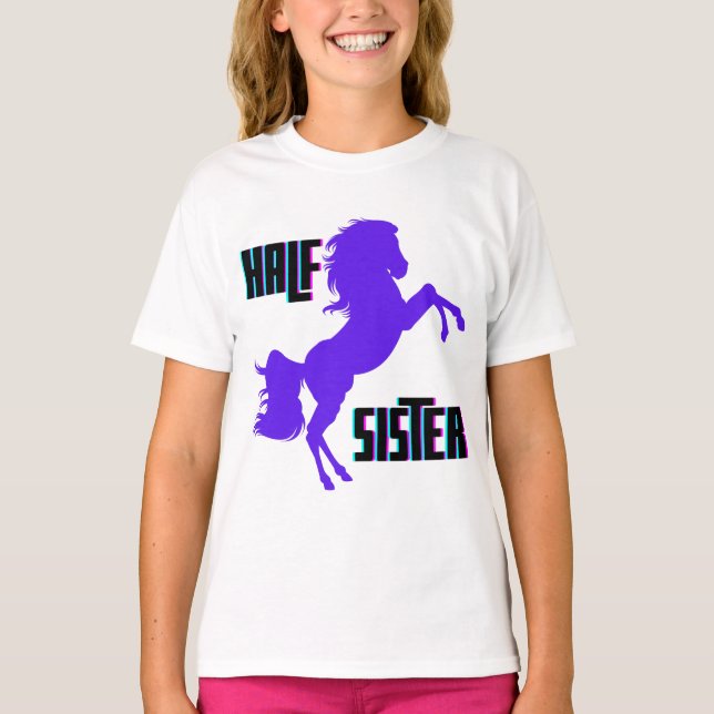 T-shirt Demi-Soeur Pony Violet frère (Devant)