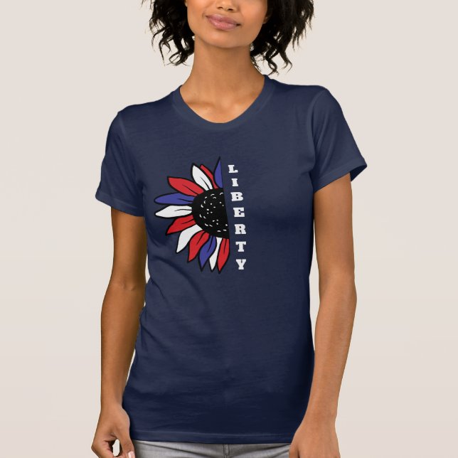 T-shirt Demi-tournesol américain patriotique Liberté (Devant)