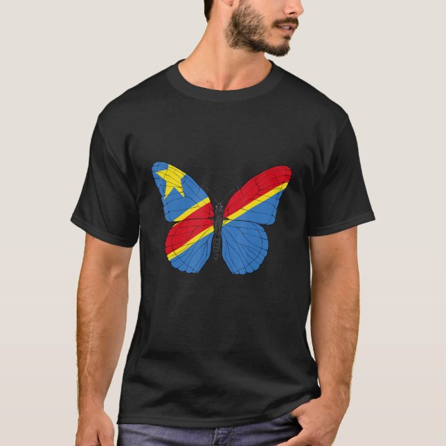 T-shirt Democratic Republic Of The Congo Flag Butterfly Co (Devant)