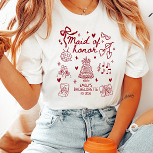 T-shirt Demoiselle d'honneur personnalisée Coquette Rouge 