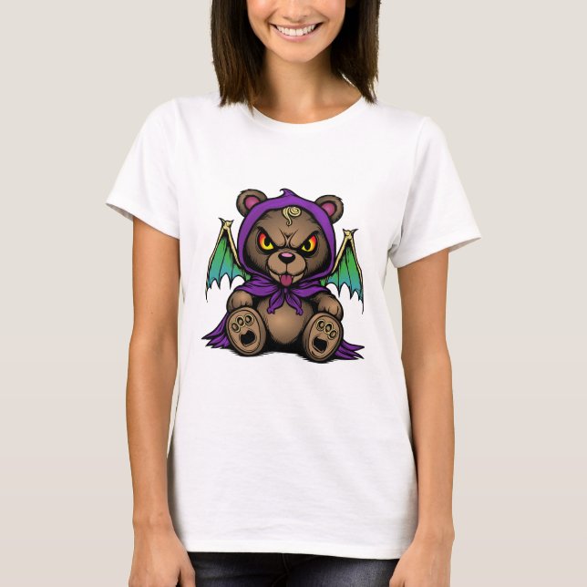 T-shirt Demon Bear – Cute but Cursed" (Devant)