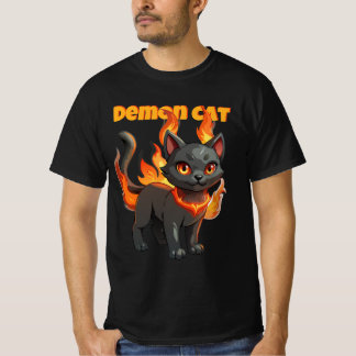 T-shirt Demon Cat Fire Spirit - Fiery Black Cat Art