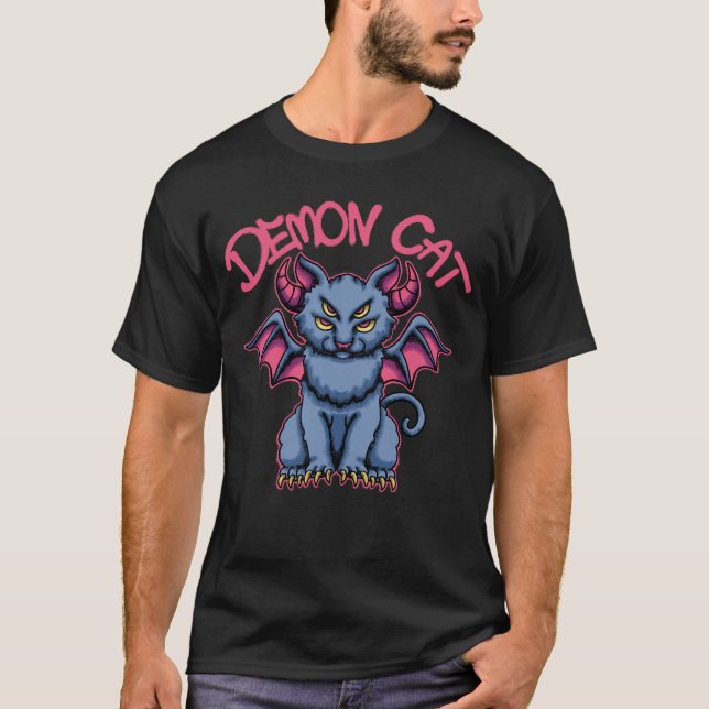 T-shirt Demon Cat streetwear  (Devant)