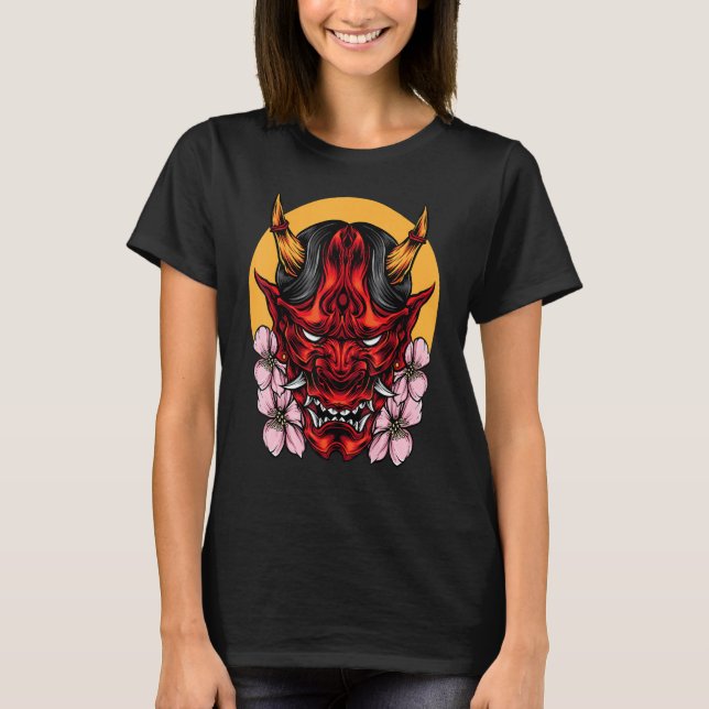 T-shirt Demon Oni Masque Avec Sakura (Devant)