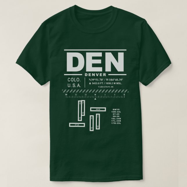 T-shirt DEN de l'aéroport international de Denver (Design devant)
