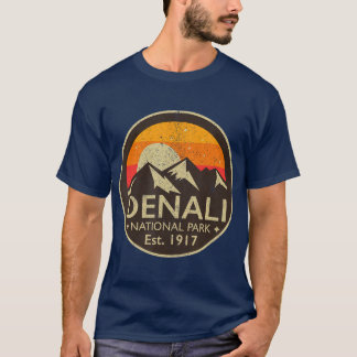 T-shirt Denali National Park Alaska Retro Randonnée Cadeau