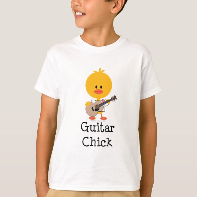 T-shirt d'enfant de poussin de guitare (Devant)