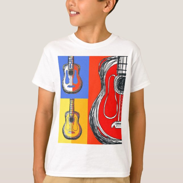 T-shirt d'enfants de guitares de Colorblock (Devant)