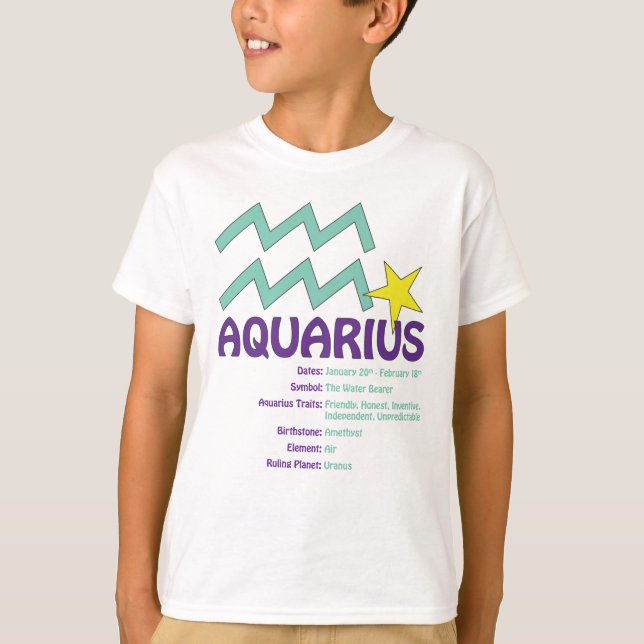 T-shirt d'enfants de traits de Verseau (Devant)