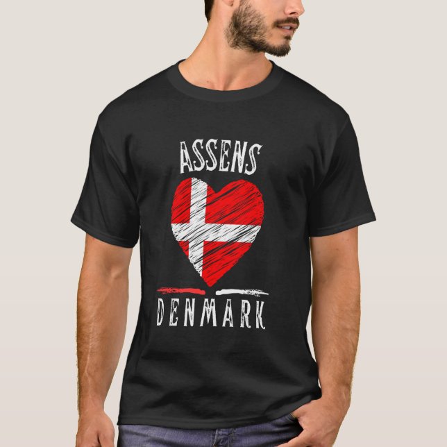 T-shirt Denmark Flag Heart Assens City (Devant)