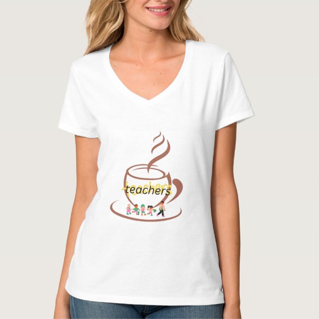 T-shirt d'enseignant « Coffee Teach Repeat » (Devant)