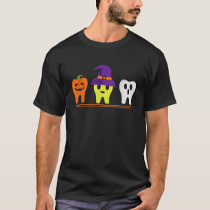 T-shirt Dental Hygiène Halloween Pumkin Witch Tooth Doc