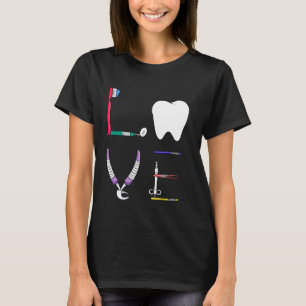 T-shirt Dental Hygienis Love Dentist Outils Graphique