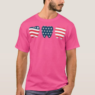 T-shirt Dental Hygienist Us Drapeau 4 juillet Patriotique 