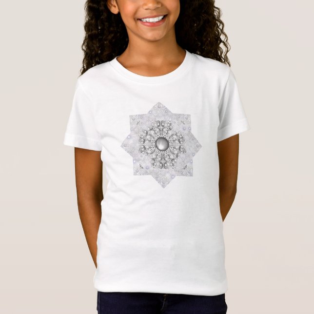 T-Shirt Dentelle en céramique grise et flocon de neige (Devant)
