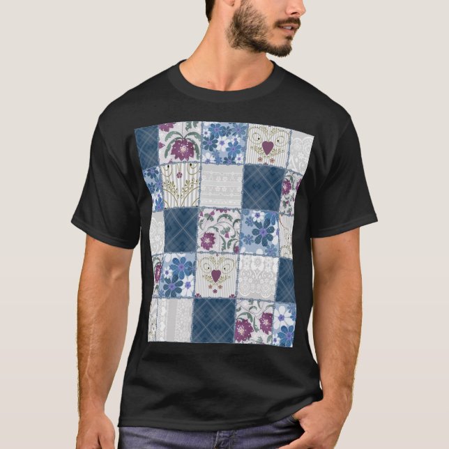 T-shirt Dentelle florale : Patchwork Arrière - plan sans c (Devant)