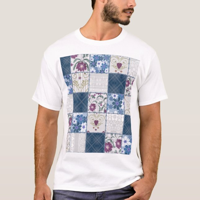 T-shirt Dentelle florale : Patchwork Arrière - plan sans c (Devant)