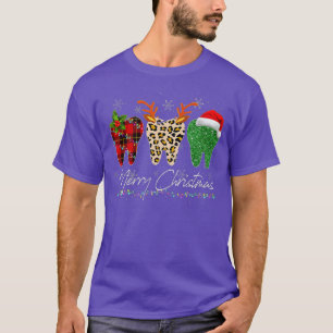 T-shirt Dentist Christmas Funny Leopard Plaid Tooth Dental