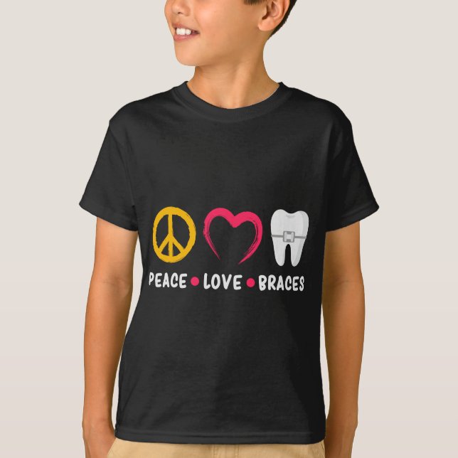 T-shirt Dentiste Funny Orthodontiste Paix L'Amour Brève (Devant)