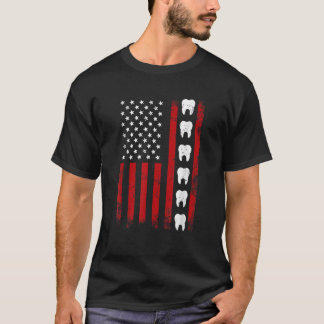 T-shirt Dentiste patriotique Drapeau américain Drapeau amé