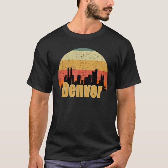 T-shirt Denver Co Skyline Silhouette Sunset I Love Denver (Devant)