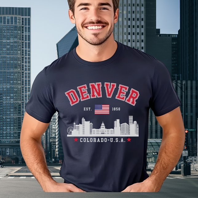T-shirt Denver Colorado Modern Skyline City (Créateur téléchargé)