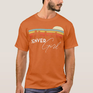 T-shirt Denver Girl Retro Sunset City Skyline Souvenir