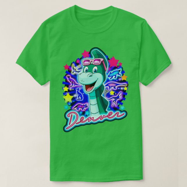 T-shirt Denver le Dernier Dinosaure Neon (Design devant)