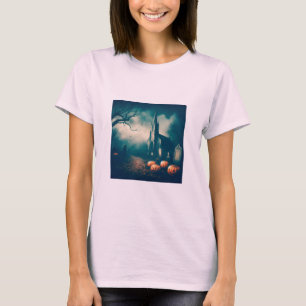 T-shirt Déplaisant Halloween Graveyard conception rustique
