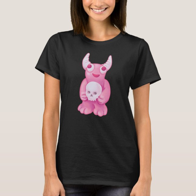 T-shirt Déplaisant mignon Demon Pink Crâne Pastel Goth (Devant)