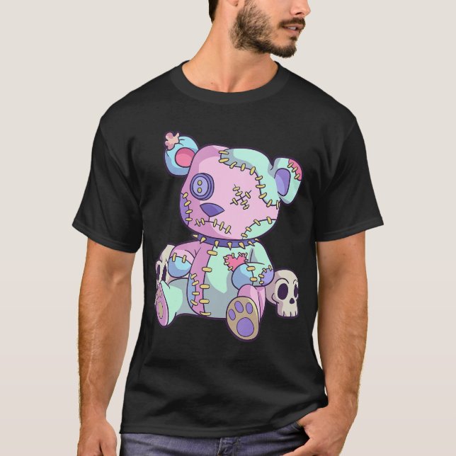 T-shirt Déplaisant ours en peluche Kawaii Pink Pastel Goth (Devant)
