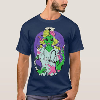 T-shirt Déplaisante infirmière zombie toon Halloween Zombi