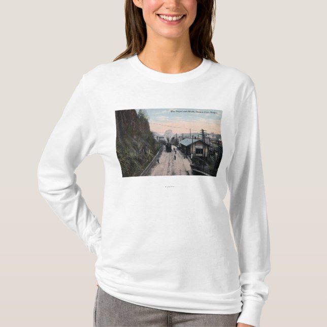 T-shirt Dépôt de chemin de fer et ville de bluffs, OU (Devant)