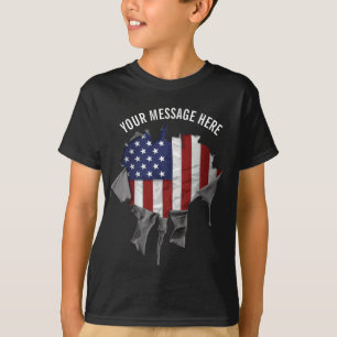 T - Shirt der amerikanischen Flagge (gerippt, geri