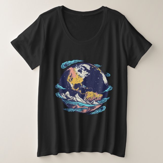 T - Shirt der Erde und des Ozeans (Design vorne)