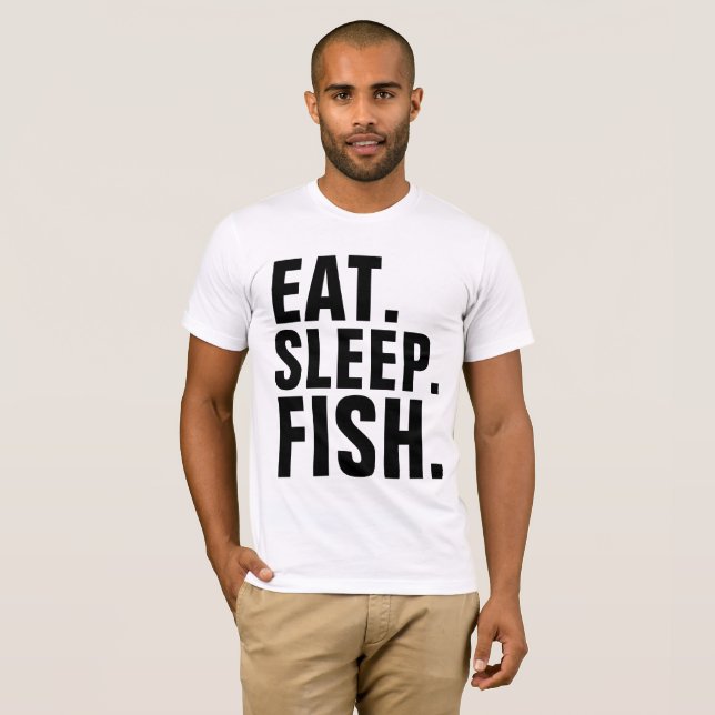 T - Shirt der Fischerei, SLEEP FISCH essen (Vorne ganz)