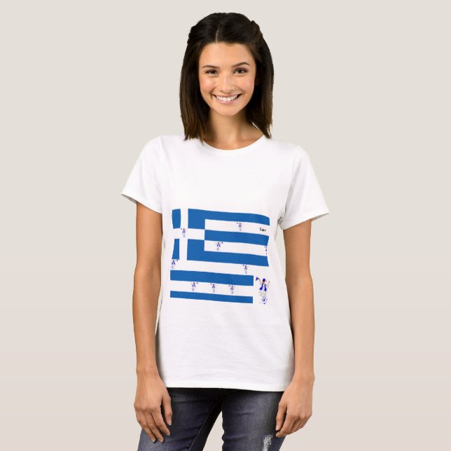 T - Shirt der Frau/griechische Flagge (Vorne ganz)