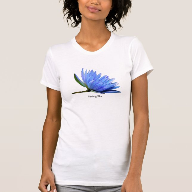 T-Shirt der Frau mit Blauer Wasserlilie (Vorderseite)