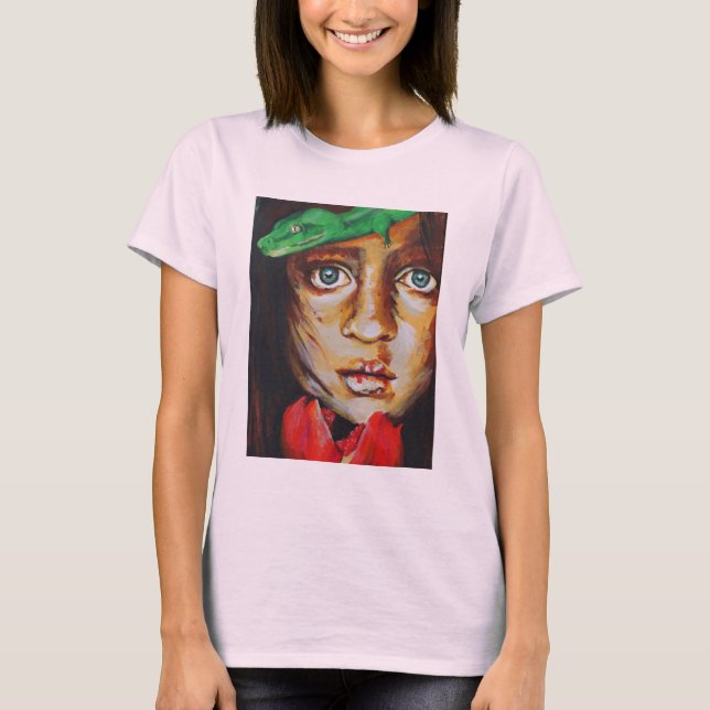 T - Shirt der Frauen - Eva und die Schlangenklassi (Vorderseite)